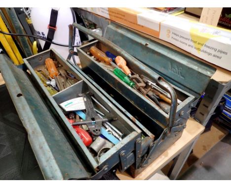 Cantilever tool box and tray of tools including oar locks. Not available for in-house P&amp;P 