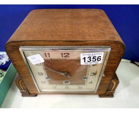 Art Deco oak cased Westminster chime mantel clock, H: 181 cm. UK P&amp;P Group 3 (£30+VAT for the first lot and £8+VAT for su