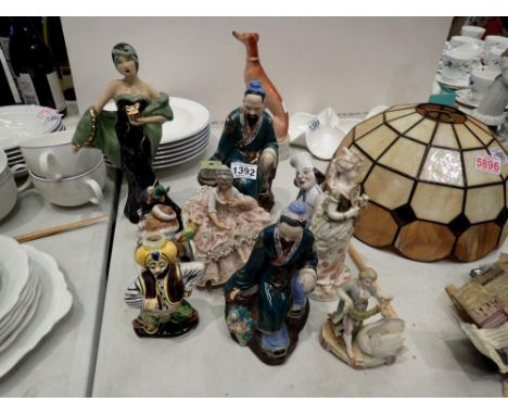 Mixed ceramic figurines including Oriental. Not available for in-house P&amp;P 