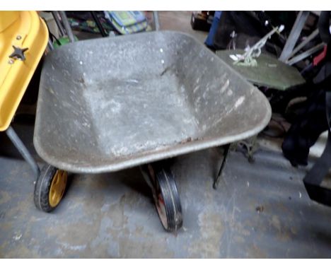 Metal wheelbarrow and a bedsafe. Not available for in-house P&amp;P 