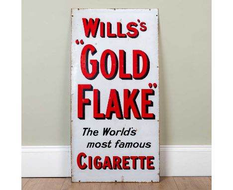 An antique enamel Will's 'Gold Flake' sign, 46cm wide x 91.5cm highMinor marks and oxidisation around the edge. Further minor