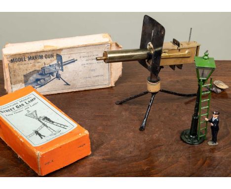 John Hill &amp; Co: miniature model Street Gas Lamp, complete with lamp cleaner and ladder, boxed, together with a Rene Bull'