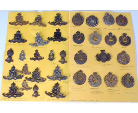 A collection of assorted cap badges mainly being Royal Artillery, Royal Army Service Corps and Royal Engineers. (45)