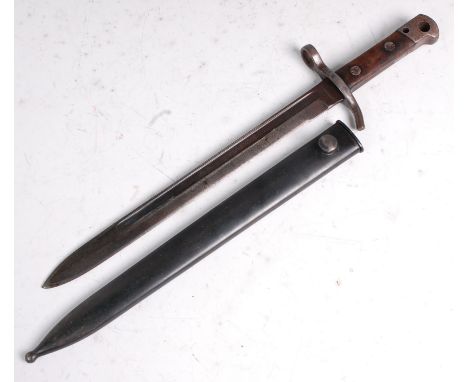 A Finnish M27 bayonet, the 29.5cm single edged fullered blade, stamped to the ricasso Hackman & Co, having a steel crossguard