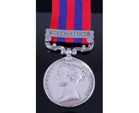 An India General Service Medal with Burma 1887-89 clasp, naming in flowing script 415 Pte G J Rice 2d Bn Norf. R. (initials a