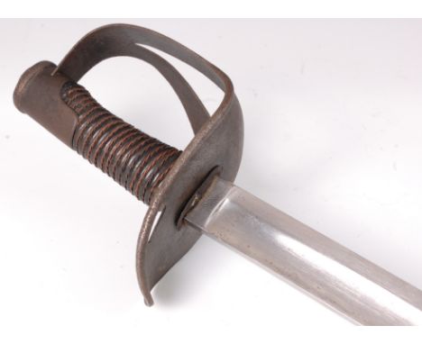 An Italian M1860 Heavy Cavalry Trooper's sword, having an 89cm curved fullered blade stamped to the forte S&K (Schnitzler & K