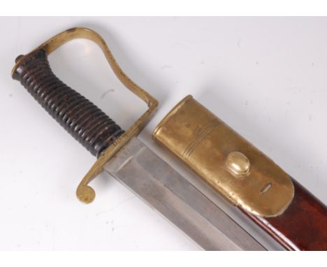 An 1896 pattern Mountain Artillery sword, the 60cm curved fullered blade stamped to the forte IG21, 1919, IDS to the opposing