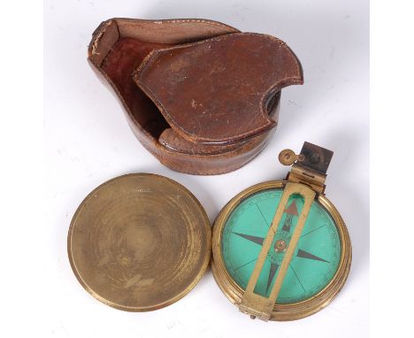 An early 20th century private purchase brass cased compass, the dial signed Elliott Bros. Strand, London, stamped to the oute