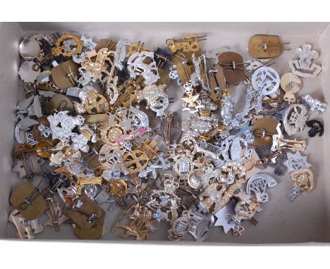 A collection of assorted post WW II button collar badges and insignia, mostly being staybright examples to include Royal Elec