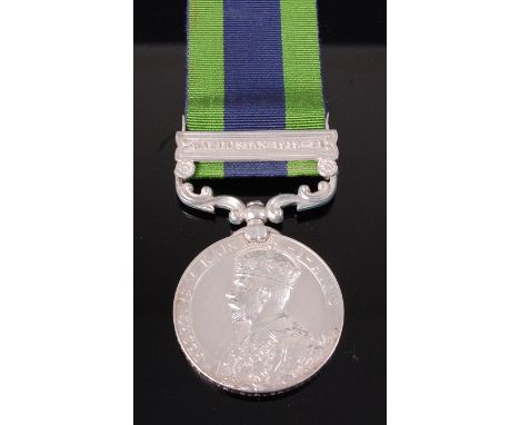 A Geo.V. Kaisar-i-Hind India General Service Medal with Waziristan 1919-21 clasp, naming 5765274. PTE. S.A. SAMPSON. NORF. R.