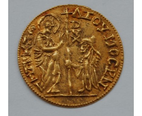 Italy, Venice 1779-1789 ACE, gold zecchino (ducat), obv. Doge kneeling before St Mark, rev. nimbed figure of Christ within 16