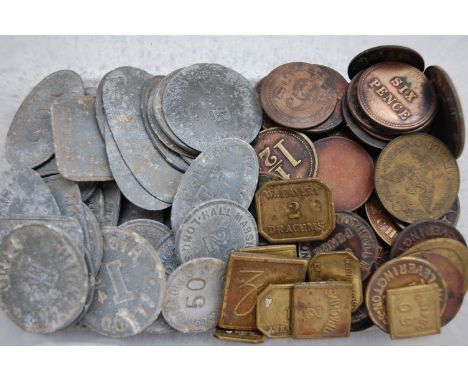 Mixed lot of lead and copper tokens, to include; R. Bath, Wisbech, Hickman Tydd, Hailmarsh Farm, Long Sutton; together with v