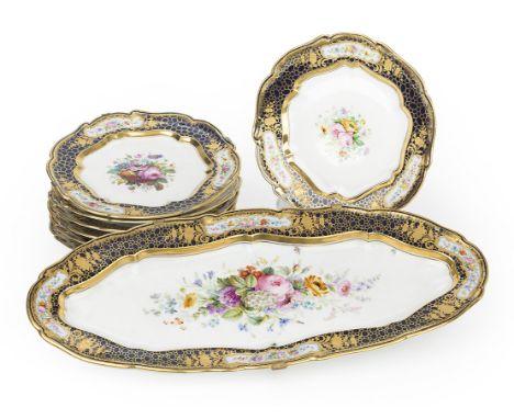  A Set of Seven Dinner Plates and a Fish Dish from the Sèvres ServiceIMPERIAL PORCELAIN MANUFACTORY, PERIOD OF ALEXANDER II (