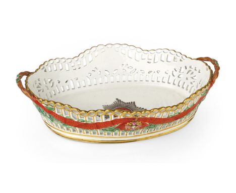  A Large Porcelain Basket from the Imperial Order of St Alexander Nevsky ServiceGARDNER MANUFACTORY, MOSCOW, 1777–1780Length 