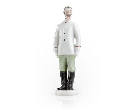  Porcelain figurine of Sergeant PrishibeyevAFTER A MODEL BY B. VOROBIEV, LOMONOSOV STATE PORCELAIN MANUFACTORY, LENINGRAD, 19