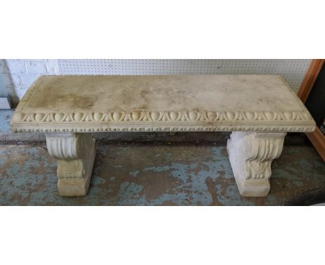 ARCHITECTURAL GARDEN BENCH, composite stone, 112cm W. 