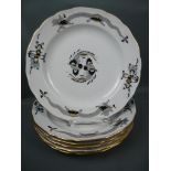 Meissen (Schwerter). Schwarzer Drache. 6 flache Teller. Erste Wahl. Ca. 25cm.