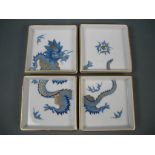 Meissen (Schwerter). Blauer Drache. 4-Schalen-Set. Erste Wahl. Je Ca. 8x8cm. Total 16x16cm.