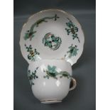 Meissen (Schwerter). Grüner Drache. Kaffeetasse mit Untertasse. Erste Wahl. UT Ca. 13cm.
