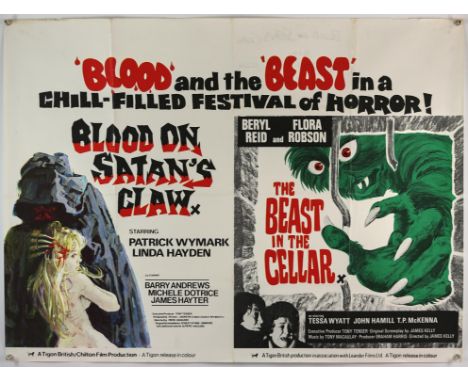 Blood on Satans Claw / The Beast in the Cellar (1971 / 1971) British Quad film poster, was folded now rolled, 30 x 40 inches 