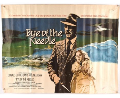 Eye Of The Needle (1981) British Quad film poster, artwork by Vic Fair, starring Donald Sutherland, United Artists, folded, 3