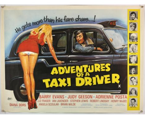 Adventures of a Taxi Driver (1976) British Quad film poster, rolled, 30 x 40 inchesDirector Stanley Long Starring Barry Evans