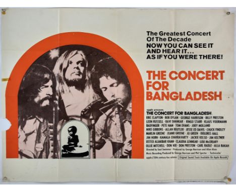 The Concert for Bangladesh (1972), British Quad film poster, (folded), 40 x 30 inches.Condition Report:  Paper loss left hand