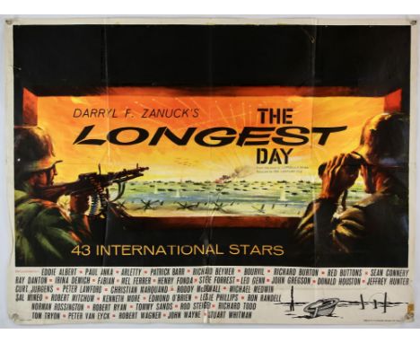 The Longest Day (1962), British Quad film poster, with forty three international stars, (folded), 40 x 30 inches.Condition Re
