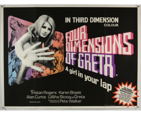 Four Dimensions of Greta (1972) British Quad film poster, was folded now rolled, 30 x 40 inchesDirector Pete Walker Starring 