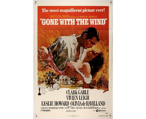 Gone With The Wind (1980) , U.S. one sheet, re-release film poster starring Clark Gable, 41 x 27 inches.