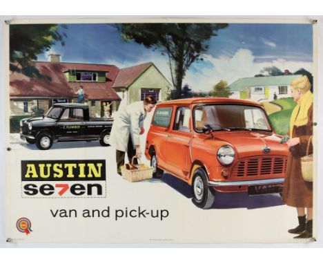 Austin Seven Mini Van and Pick up - circa 1960 original factory graphic poster, approx 35" x 28 rolled. 