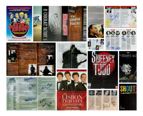 Theatre of 7 programmes/Leaflets plus 1 Opera leaflet. Signed SHOUT! Su Pollard plus 1 other. Sweeney Todd Paul Hegarty plus 