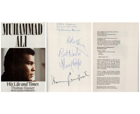 Muhammad Ali His Life and Times multi signed first edition hardback book. Published 1991. Signed by Henry Cooper, Harry Carpe
