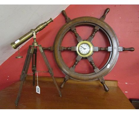 Small telescope &amp; ships wheel clock