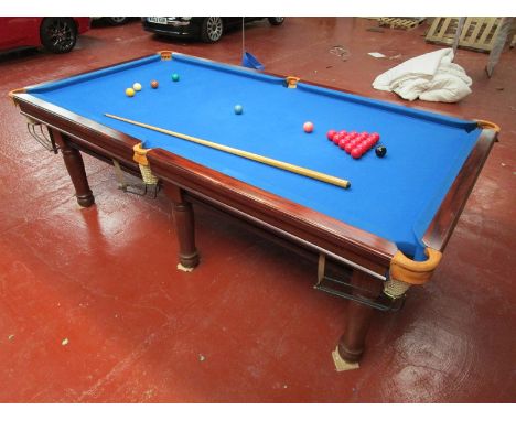 8 foot x 4 foot slate bed snooker table - With accessories including 3 branch centre light, balls, cues, score board etc.PLEA