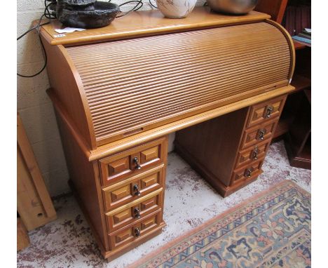 Roll top light oak desk