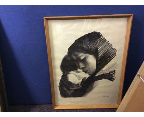 A Hansell lithograph of mother and child.