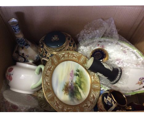 Lot to include 3 Spode plates, various Capo di Monte items and a Chinese urn.