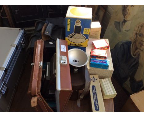Lot to include a selection of camera and lighting equipment etc.