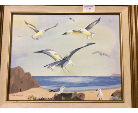 A framed oil on board seascape signed Frank Anderson.