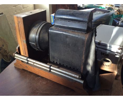 A very large antique mahogany cased rail camera.