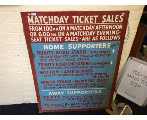 An old Aston Villa match day ticket sign.