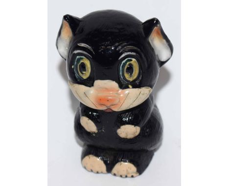 Novelty model of a cat called "Ooloo" made by Potter &amp; Moore, London and Mitcham, modelled as a small flask