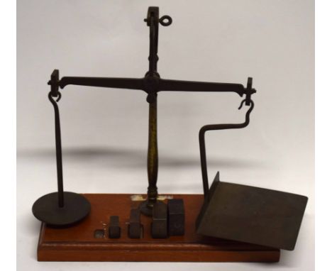 Set of beam scales and weights by Degrave &amp; Co, London, 25cm wide