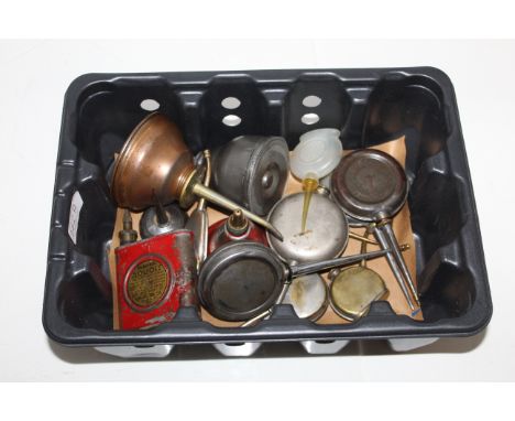 Thirteen various assorted oil can to include Lucas, Eagle, Braimes etc.