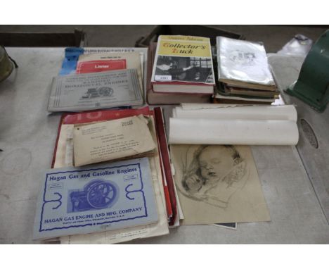 A quantity of various literature on Petter Diesel engines, Bamford Horizontal engine, Lister portable shearing set instructio