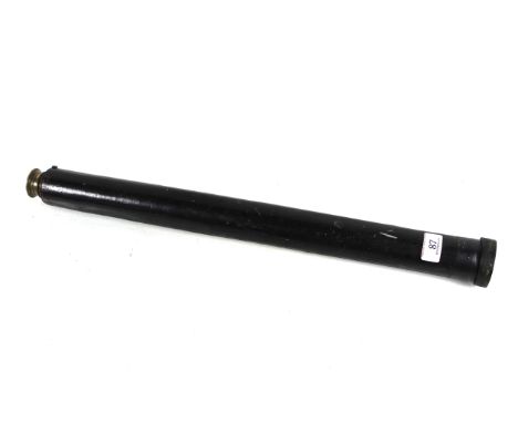 A brass single draw and leather cased telescope, 23&frac12;" when closed