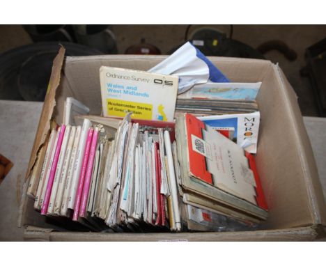 A box containing a quantity of Ordnance Survey and other maps
