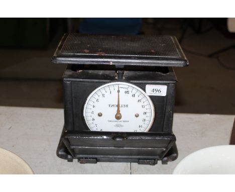 A set of mirror front bathroom scales to weight 20 stone, named to Belmont of England
