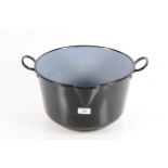 A large (approx. 4 gallon) heavy steel enamelled boiling pot with twin handles